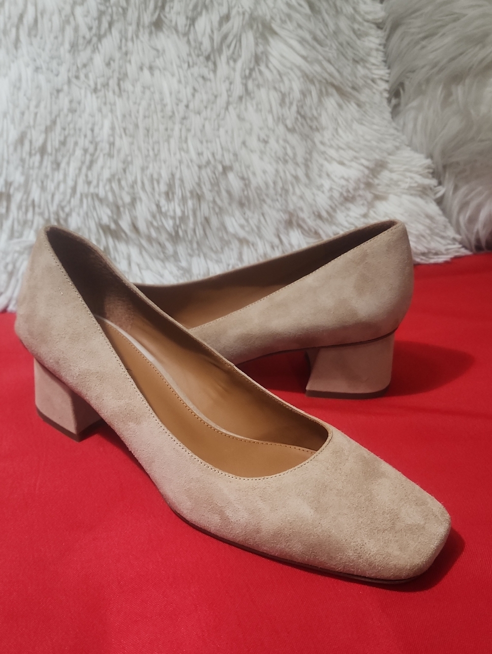 J. McLaughlin Cassey Beige Suede Block Heel Pumps